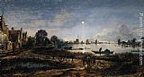 River View by Moonlight by Aert van der Neer